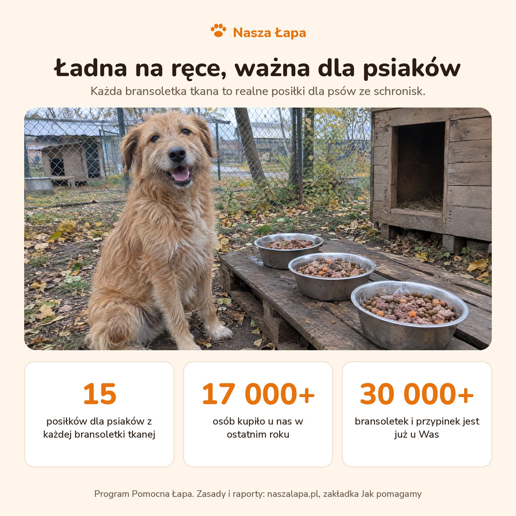 Bransoletka Tkana - Śnieżna Łapka pomaga psiakom ze schronisk