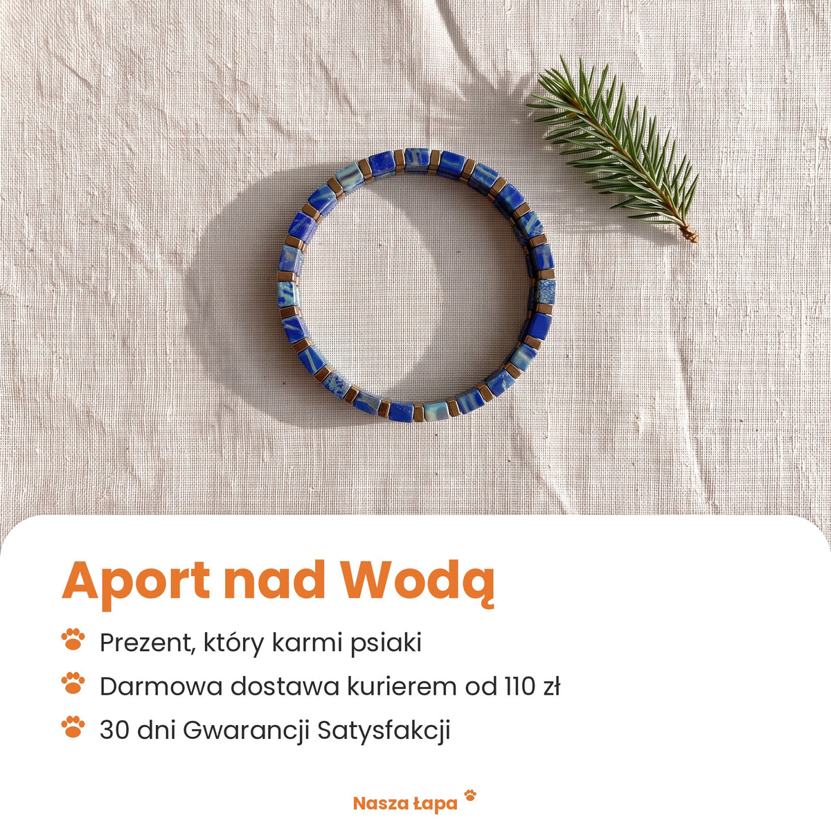 Bransoletka tkana Aport nad Wodą od Nasza Łapa: prezent, który karmi psiaki, darmowa dostawa kurierem od 110 zł, 30 dni Gwarancji Satysfakcji