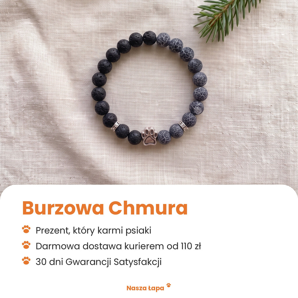 Bransoletka Burzowa Chmura od Nasza Łapa: prezent, który karmi psiaki, darmowa dostawa kurierem od 110 zł, 30 dni Gwarancji Satysfakcji