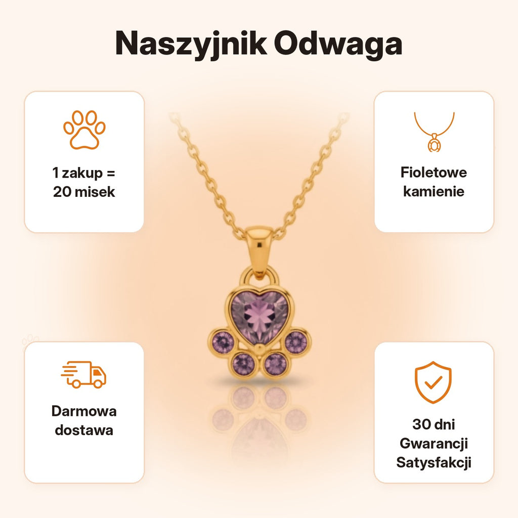 Naszyjnik Odwaga — 1 zakup = 20 misek, darmowa dostawa, 30 dni Gwarancji Satysfakcji