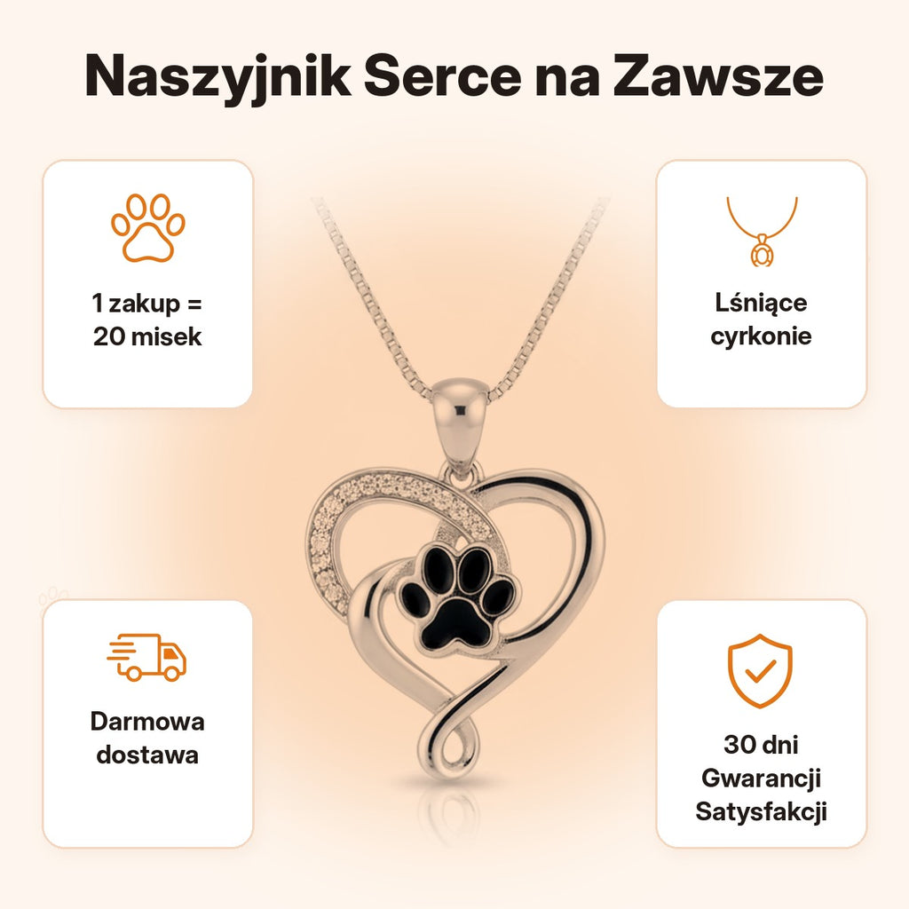 Naszyjnik Serce na Zawsze — 1 zakup = 20 misek, darmowa dostawa, 30 dni Gwarancji Satysfakcji