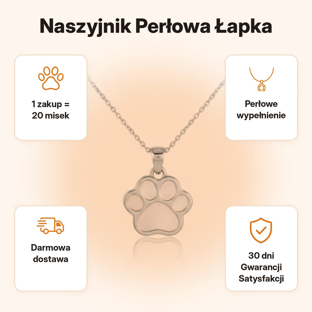 Naszyjnik Perłowa Łapka — 1 zakup = 20 misek, darmowa dostawa, 30 dni Gwarancji Satysfakcji