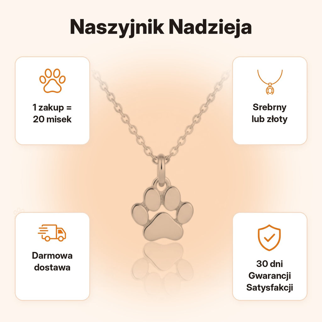 Naszyjnik Nadzieja — 1 zakup = 20 misek, darmowa dostawa, 30 dni Gwarancji Satysfakcji
