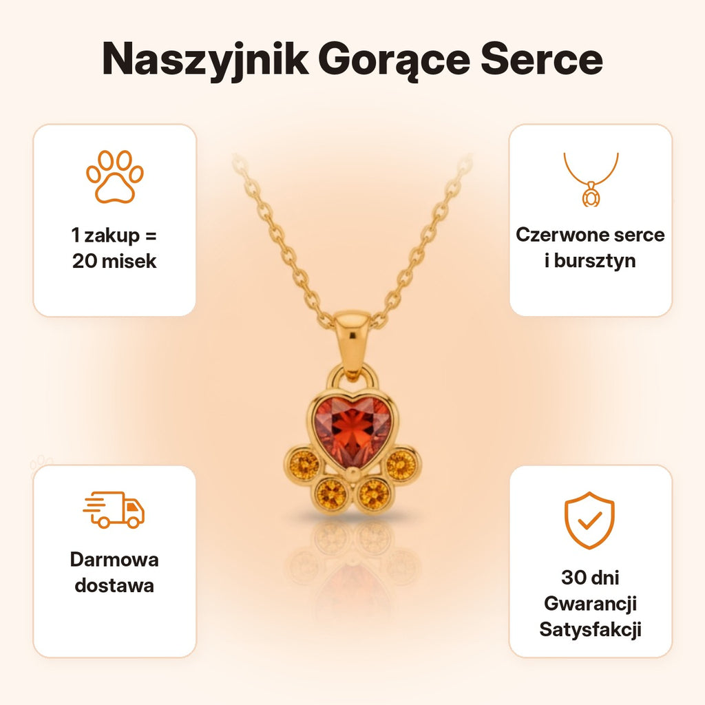 Naszyjnik Gorące Serce — 1 zakup = 20 misek, darmowa dostawa, 30 dni Gwarancji Satysfakcji