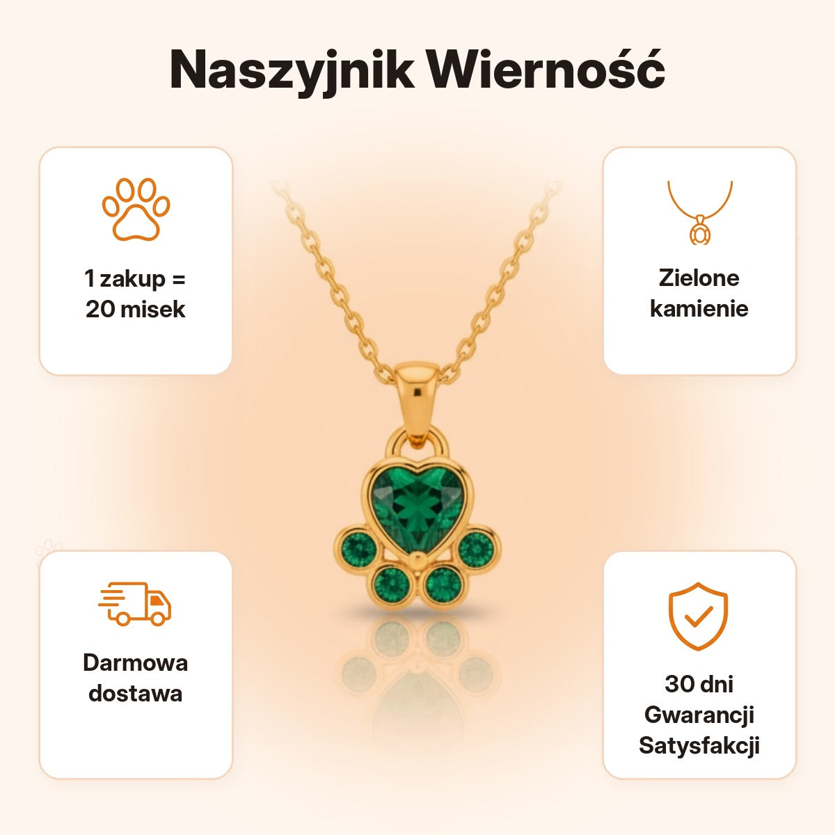 Naszyjnik Wierność — 1 zakup = 20 misek, darmowa dostawa, 30 dni Gwarancji Satysfakcji