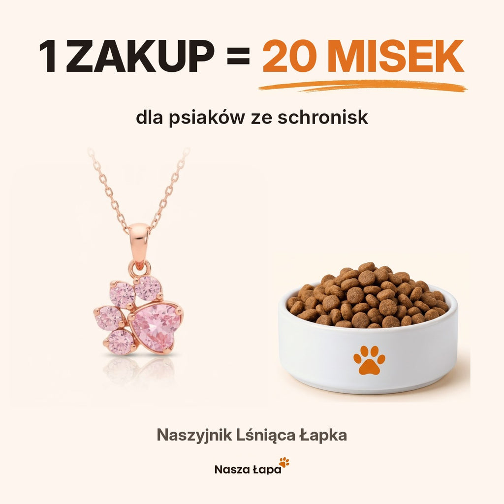 1 zakup = 20 misek dla psiaków ze schronisk — naszyjnik Lśniąca Łapka Nasza Łapa