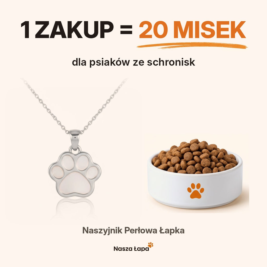 1 zakup = 20 misek dla psiaków ze schronisk — naszyjnik Perłowa Łapka Nasza Łapa