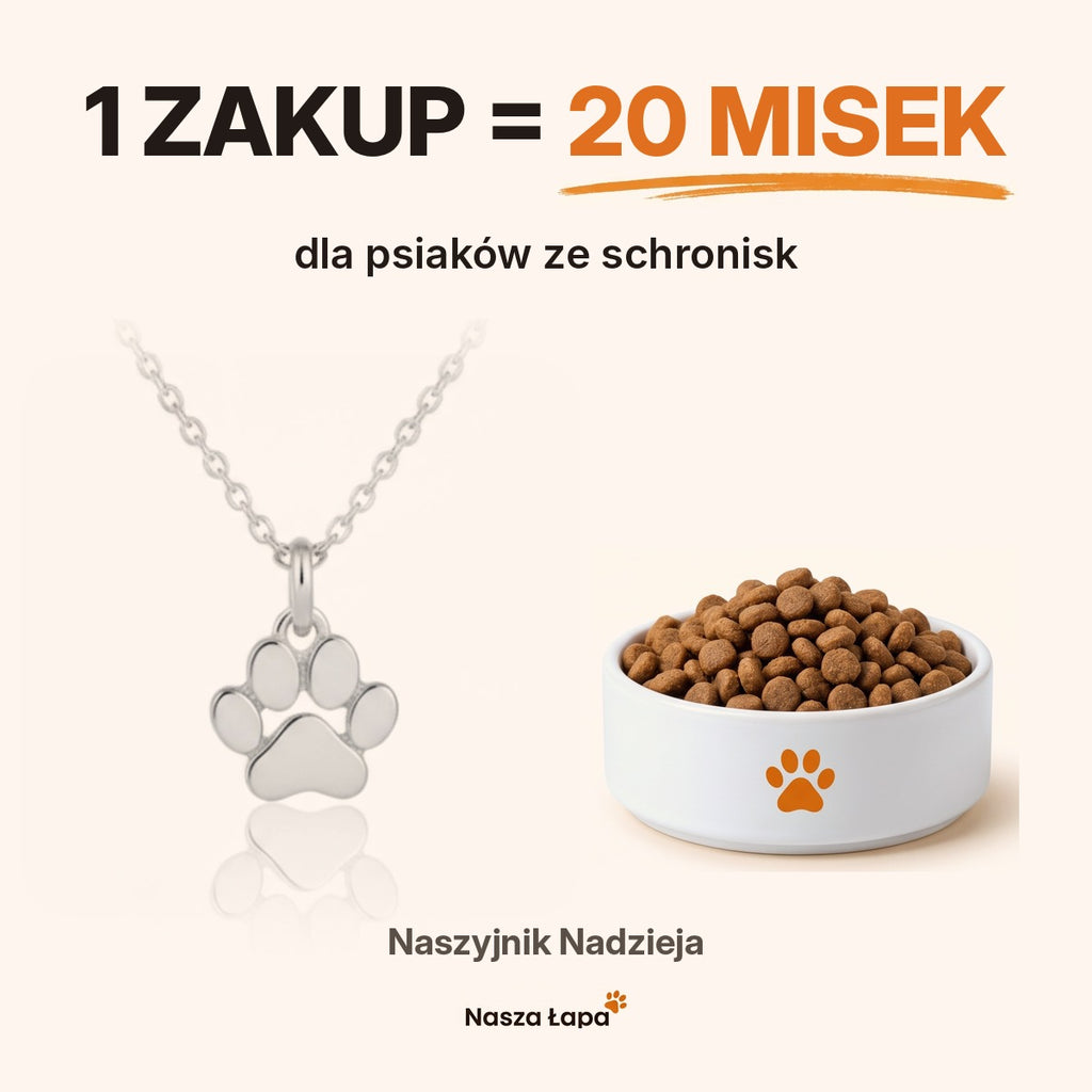 1 zakup = 20 misek dla psiaków ze schronisk — naszyjnik Nadzieja Nasza Łapa