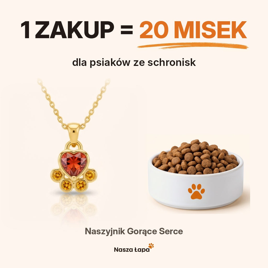 1 zakup = 20 misek dla psiaków ze schronisk — naszyjnik Gorące Serce Nasza Łapa