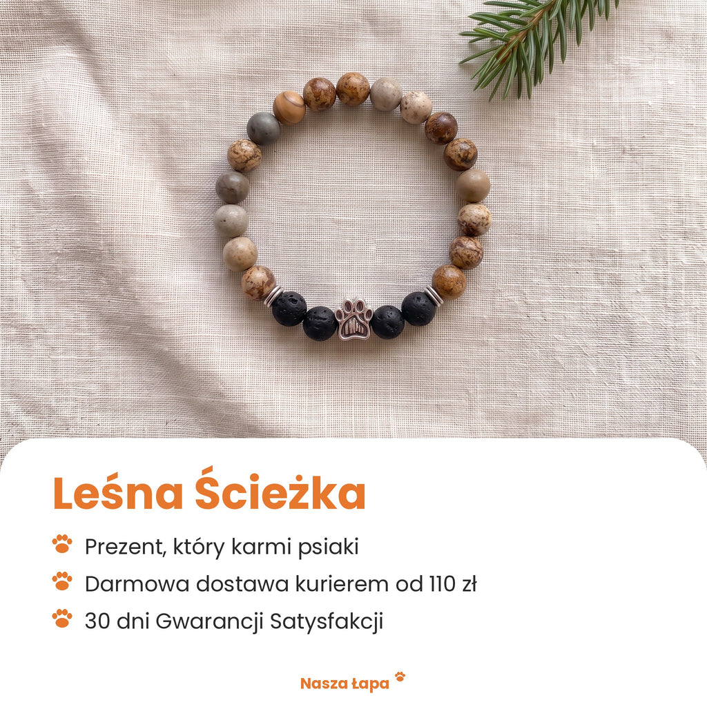 Bransoletka Leśna Ścieżka od Nasza Łapa: prezent, który karmi psiaki, darmowa dostawa kurierem od 110 zł, 30 dni Gwarancji Satysfakcji