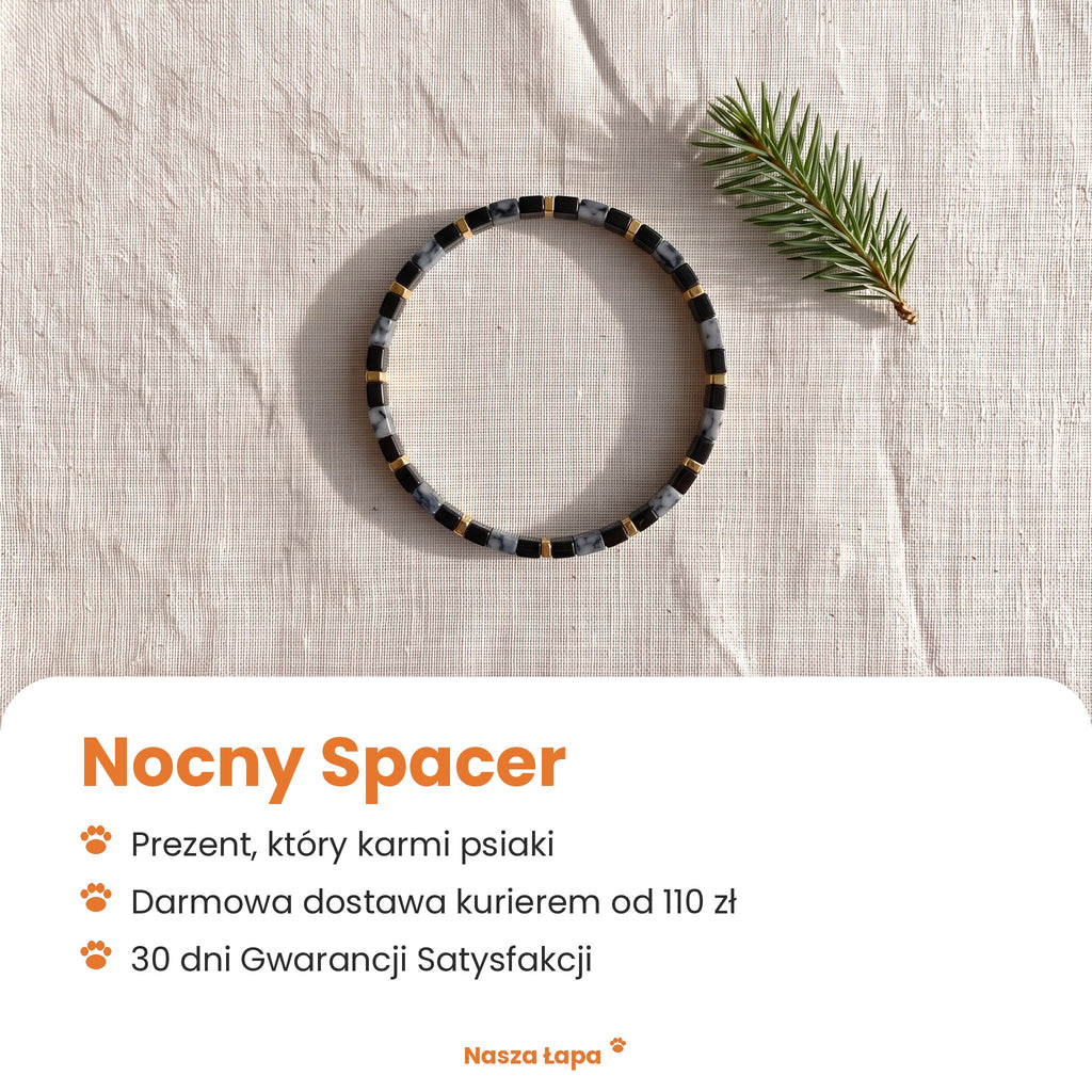 Bransoletka tkana Nocny Spacer od Nasza Łapa: prezent, który karmi psiaki, darmowa dostawa kurierem od 110 zł, 30 dni Gwarancji Satysfakcji