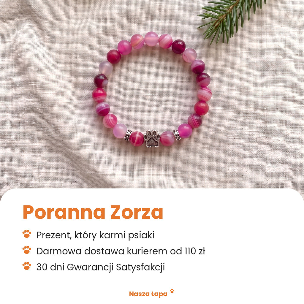 Bransoletka Poranna Zorza od Nasza Łapa: prezent, który karmi psiaki, darmowa dostawa kurierem od 110 zł, 30 dni Gwarancji Satysfakcji