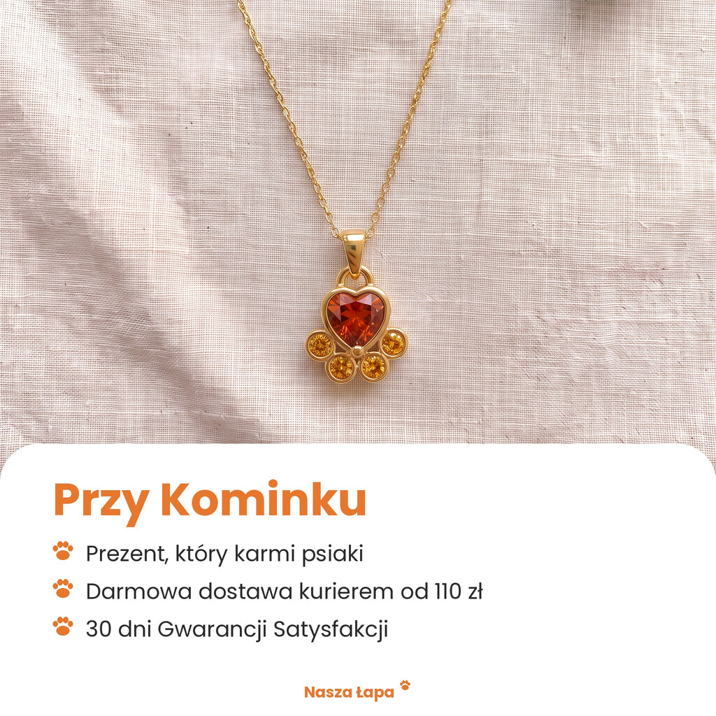Naszyjnik Przy Kominku od Nasza Łapa: prezent, który karmi psiaki, darmowa dostawa kurierem od 110 zł, 30 dni Gwarancji Satysfakcji