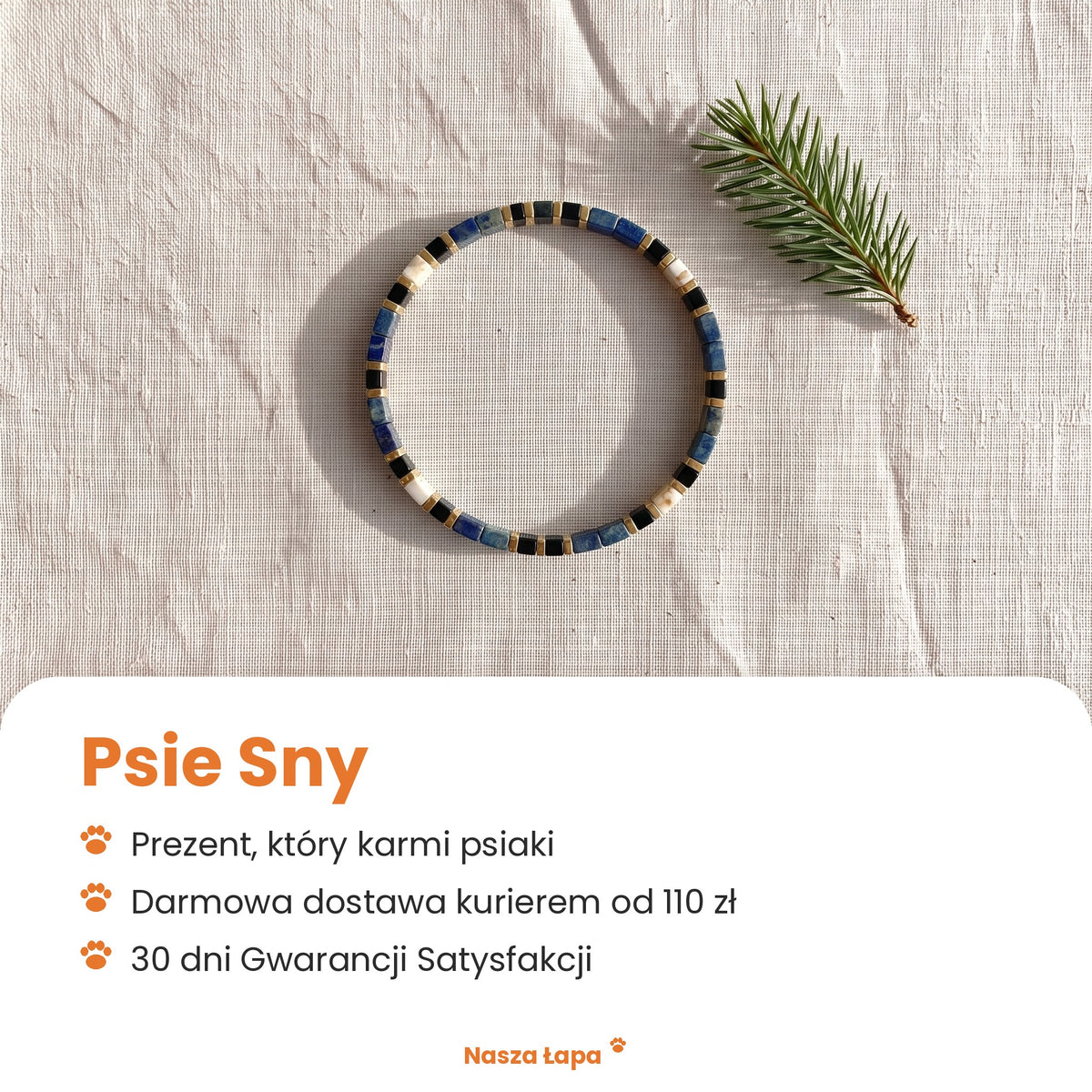 Bransoletka tkana Psie Sny od Nasza Łapa: prezent, który karmi psiaki, darmowa dostawa kurierem od 110 zł, 30 dni Gwarancji Satysfakcji