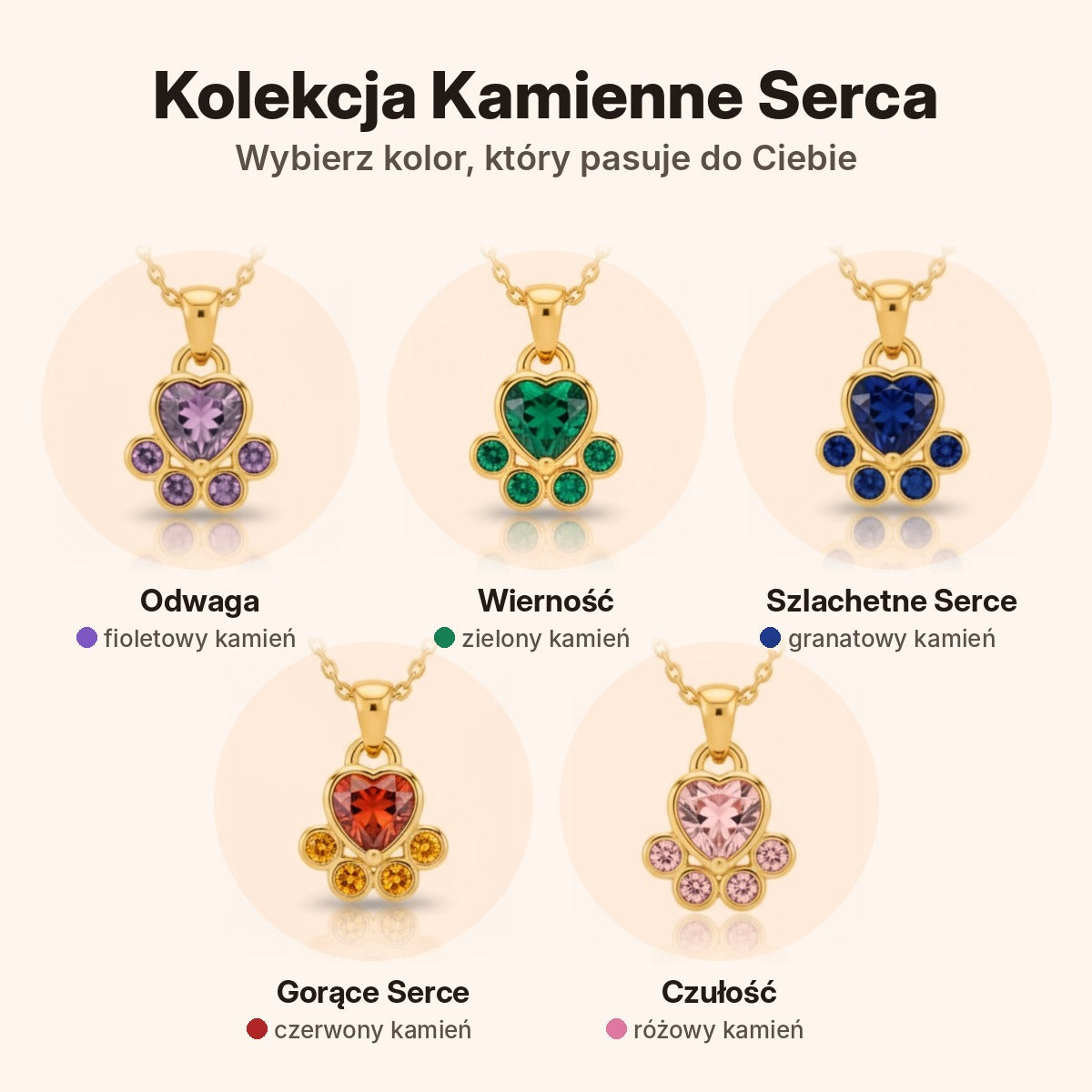 Kolekcja Kamienne Serca — Odwaga, Wierność, Szlachetne Serce, Gorące Serce, Czułość
