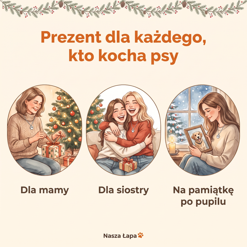 Naszyjnik Nasza Łapa na prezent dla mamy, dla siostry i na pamiątkę po pupilu