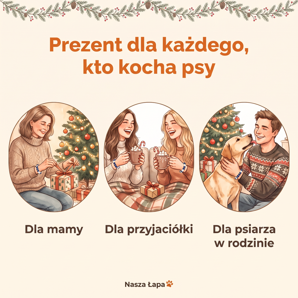Bransoletka tkana Nasza Łapa na prezent dla mamy, przyjaciółki i psiarza w rodzinie