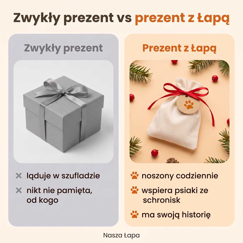 Zwykły prezent a prezent z Łapą: prezent, który wspiera psiaki ze schronisk