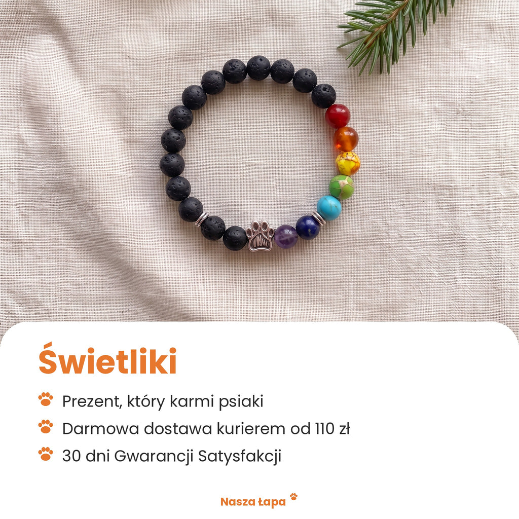 Bransoletka Świetliki od Nasza Łapa: prezent, który karmi psiaki, darmowa dostawa kurierem od 110 zł, 30 dni Gwarancji Satysfakcji