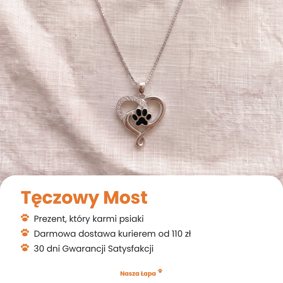 Naszyjnik Tęczowy Most od Nasza Łapa: prezent, który karmi psiaki, darmowa dostawa kurierem od 110 zł, 30 dni Gwarancji Satysfakcji